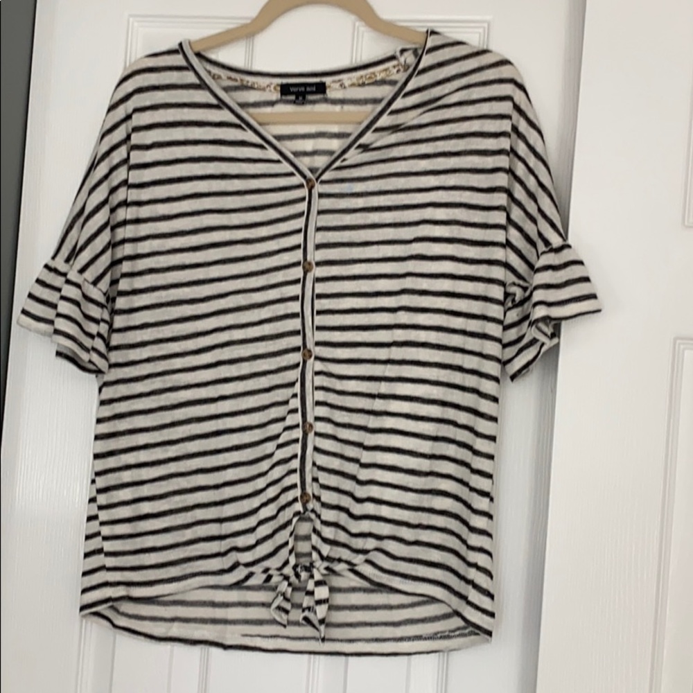 Button Down Striped Blouse